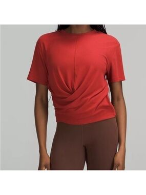 Lululemon Women's Red Twist-Front Short Sleeve Top size 4